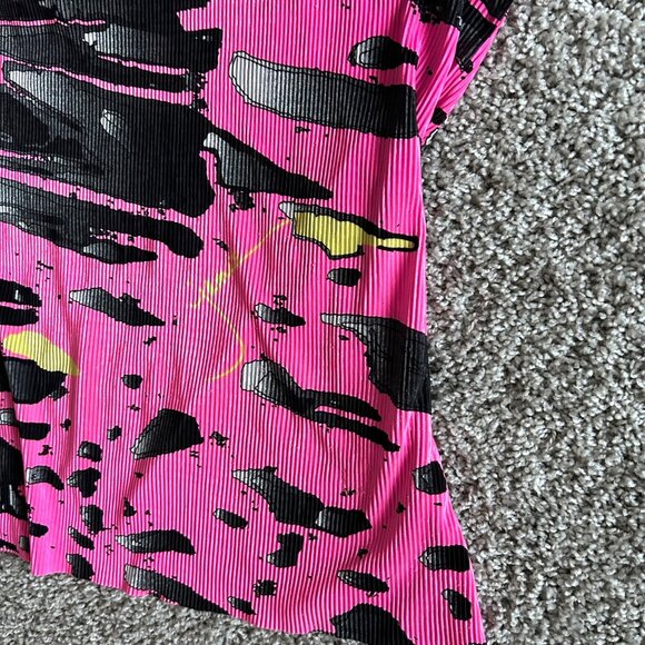 Jamie Sadock Womens XL Pink Black Abstract Quarter Zip Short Sleeve Top - Picture 6 of 8